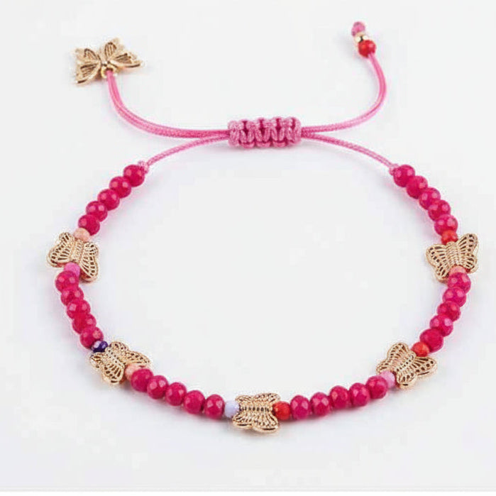 Butterfly & Floral Charm Bracelet Set - Adjustable & Colorful