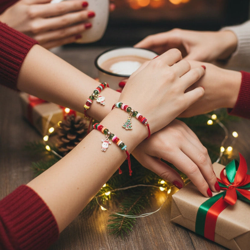 12-Pack Ultimate Christmas Charm Bracelets | Adjustable Holiday Party Favors