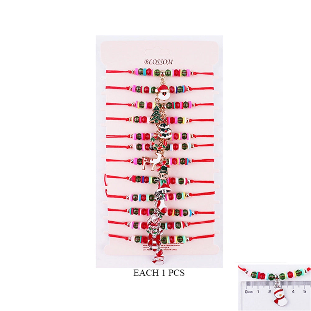 12-Pack Ultimate Christmas Charm Bracelets | Adjustable Holiday Party Favors