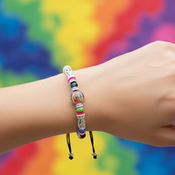 Our Lady of Guadalupe Multicolored Bracelet Set - Devotional & Adjustable