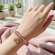 Iridescent Beaded Bracelet with Crown Charm – Sparkling Stretch Bracelet for Women