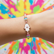 Hamsa Hand & Evil Eye Charm Bracelet Set (12-Pack) - Adjustable