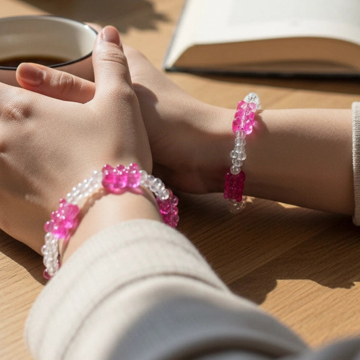 White Beaded Bracelet Set (2pcs)