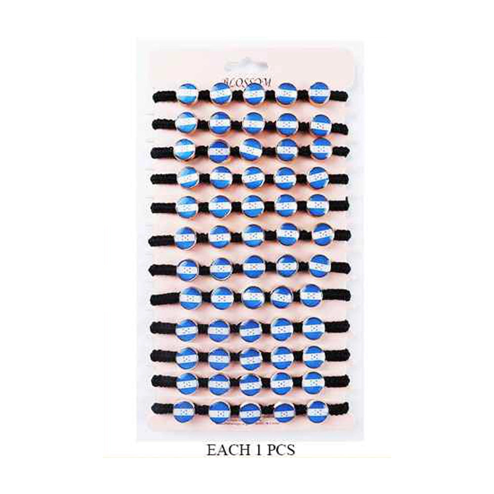 Honduras Flag Bracelet Set - Adjustable Black Macrame