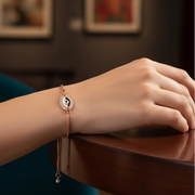 Glam Protection! Rose Gold Evil Eye Bracelet with Pave Detail