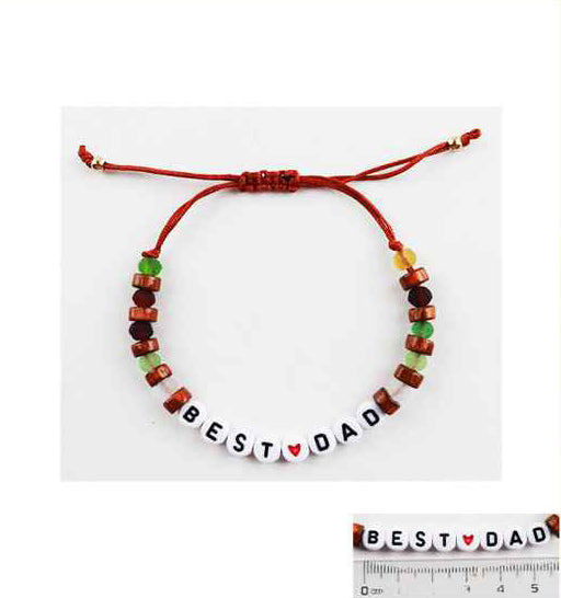 "BEST ❤️ DAD" Bead Bracelet Set (12-Pack) - Adjustable String Gift