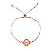 The Perfect Gift for Mom! Rose Gold Adjustable Bracelet with Pave Heart.