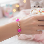 Crystal Beaded Bracelet with Infinity Charms – Elegant Stretch Bracelet for Women