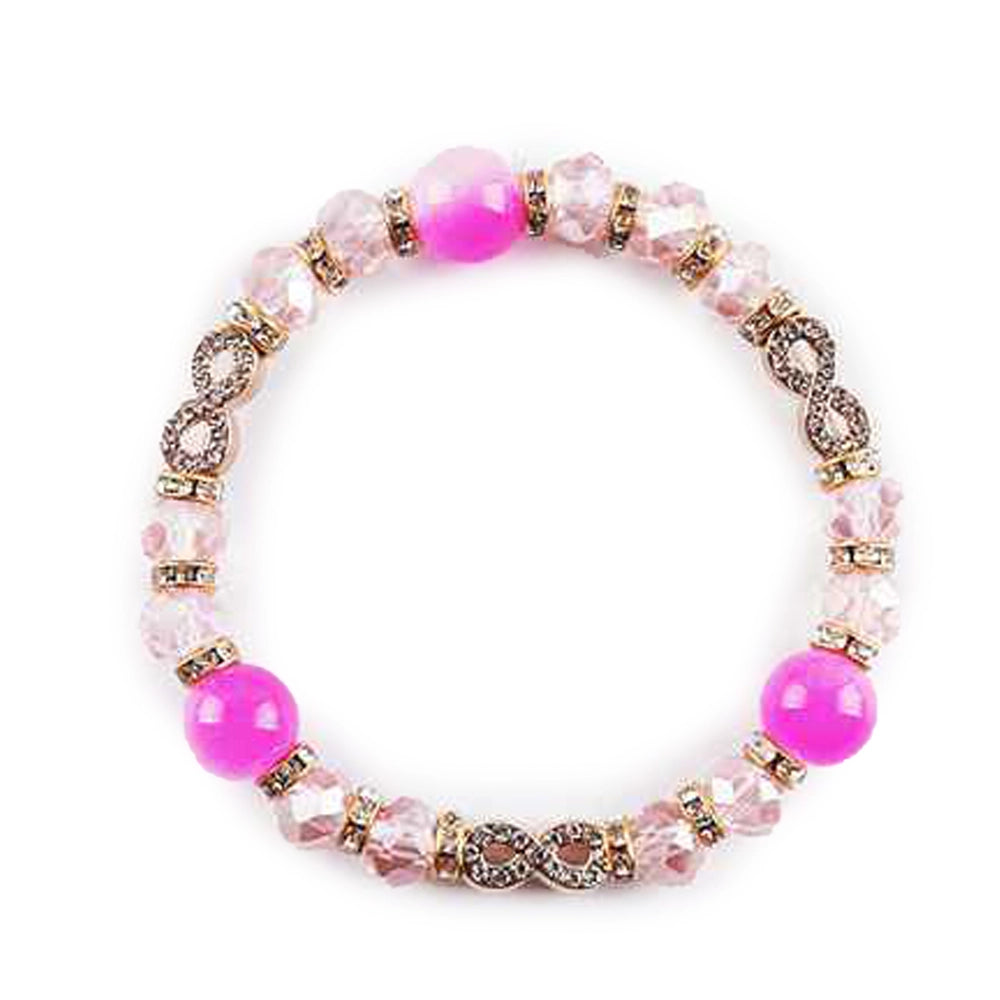 Crystal Beaded Bracelet with Infinity Charms – Elegant Stretch Bracelet for Women