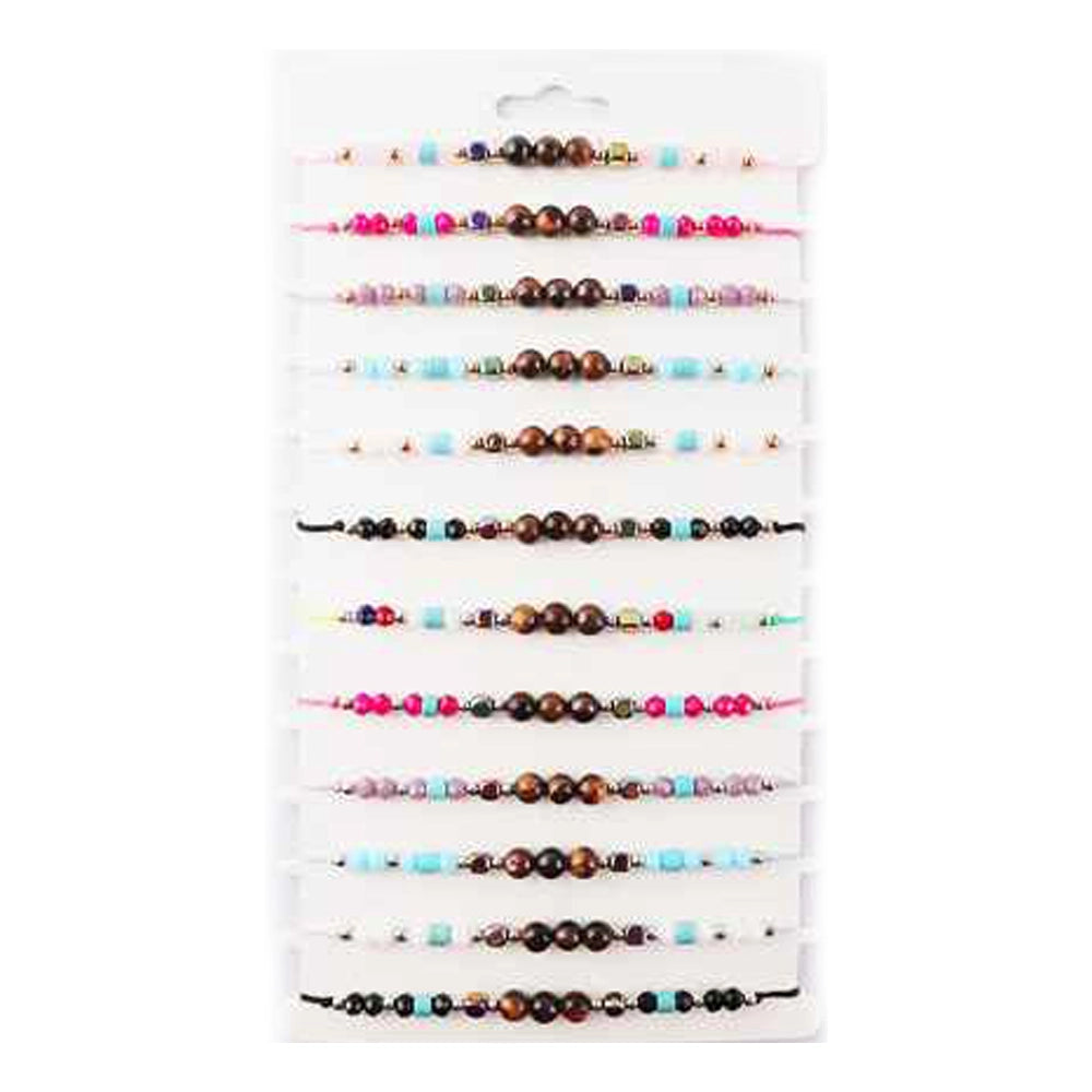 Tiger's Eye & Seed Bead Adjustable Bracelet Assortment