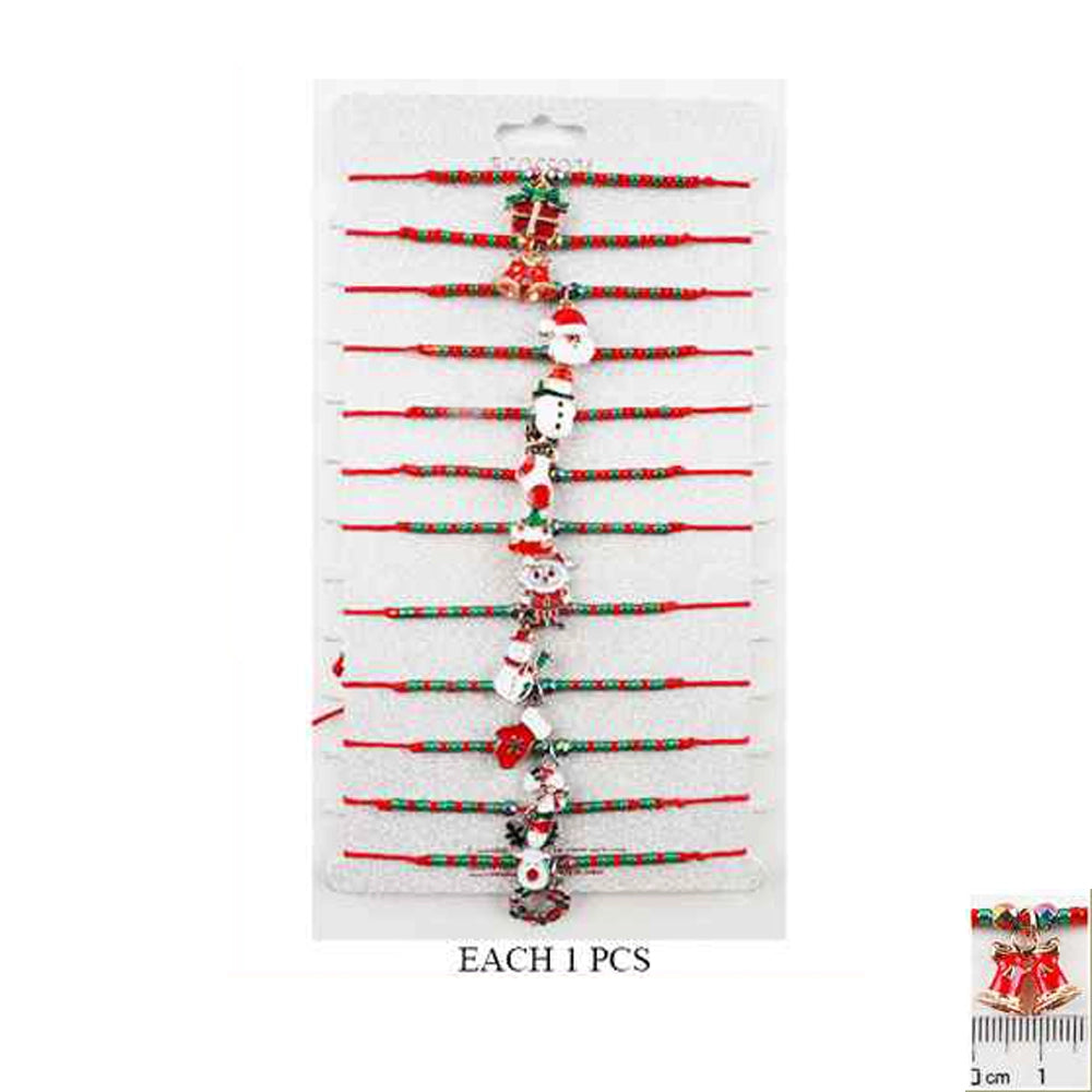 Merry & Bright Christmas Charm Bracelets - Set of 12