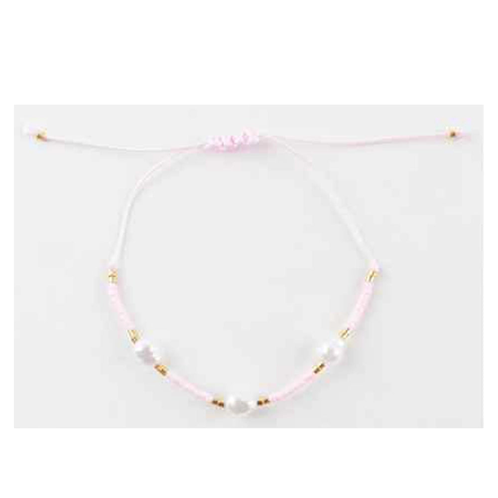 Delicate Pearl & Seed Bead Adjustable Bracelet Set - Trendy Macrame Friendship Bracelets