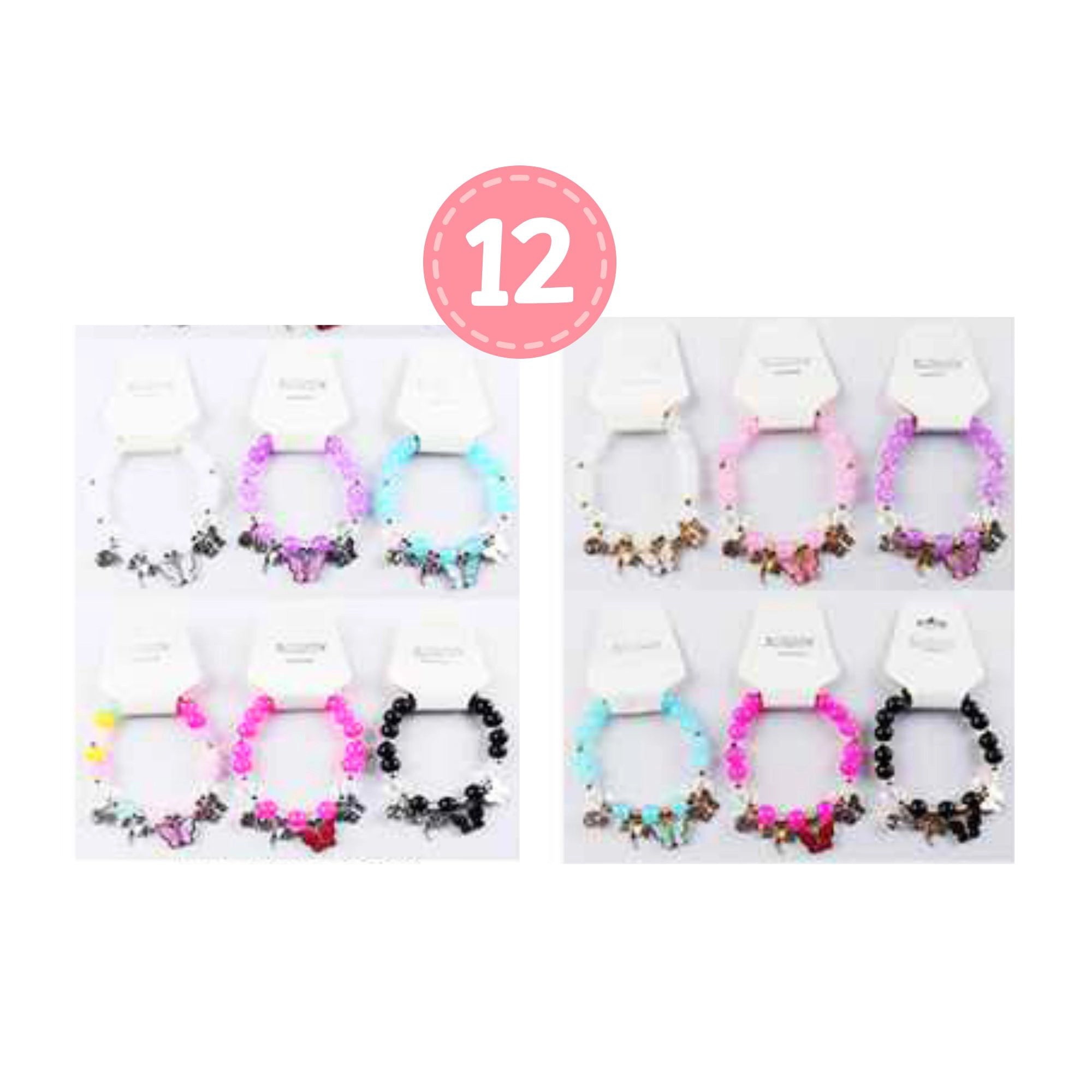Beaded Charm Bracelet for Girls - Butterfly & Dragonfly Dangles Bright Colors