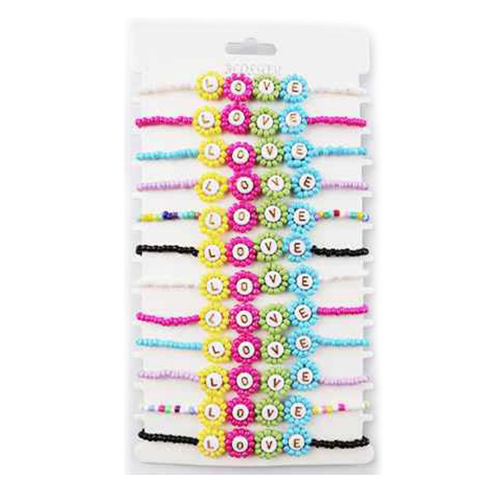 Pastel Flower LOVE Bead Bracelet | Friendship Bracelet | Wholesale Lot