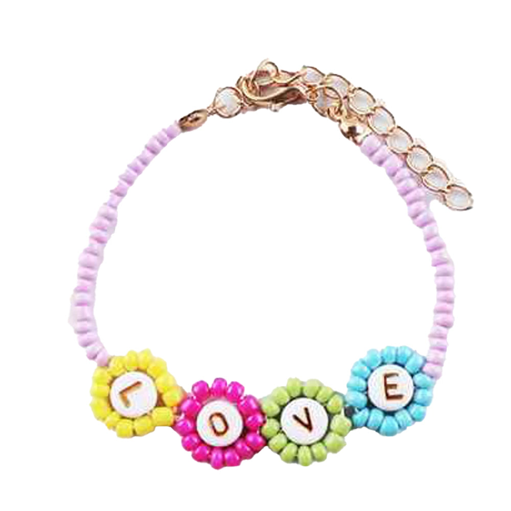 Pastel Flower LOVE Bead Bracelet | Friendship Bracelet | Wholesale Lot