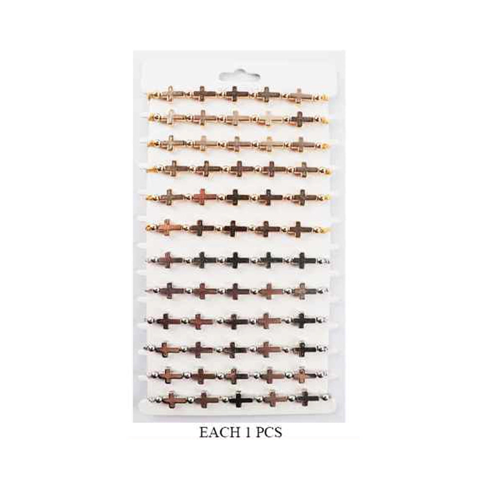 Mini Cross Charm Bracelet Set (12-Pack) - Adjustable & Stackable