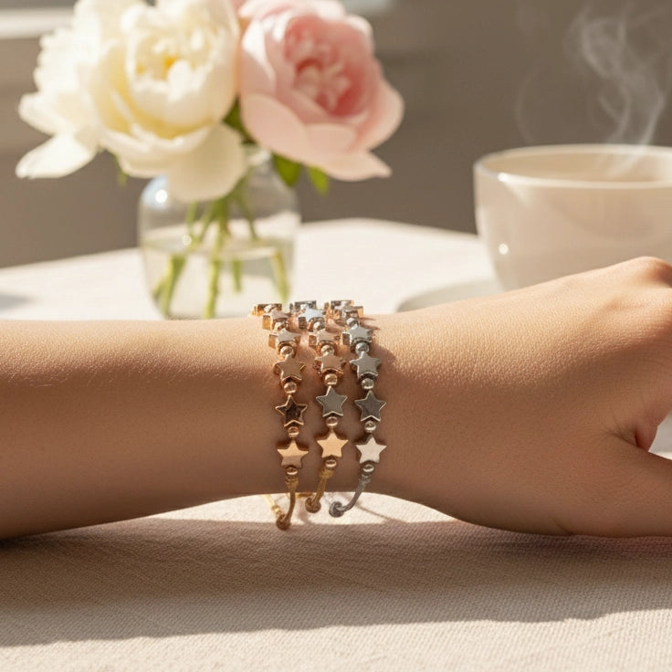 Dainty Star Charm Bracelet Set (12-Pack) - Adjustable & Stackable
