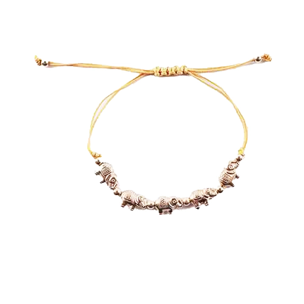 Lucky Elephant Charm Adjustable Cord Bracelet Set