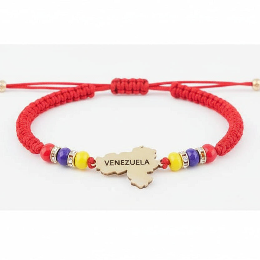 Venezuela Map Bracelet Set- Adjustable Tricolor Pride