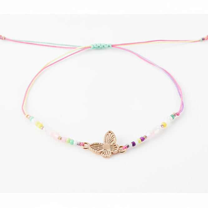 Dainty Butterfly Charm Bracelet Set - Adjustable & Colorful