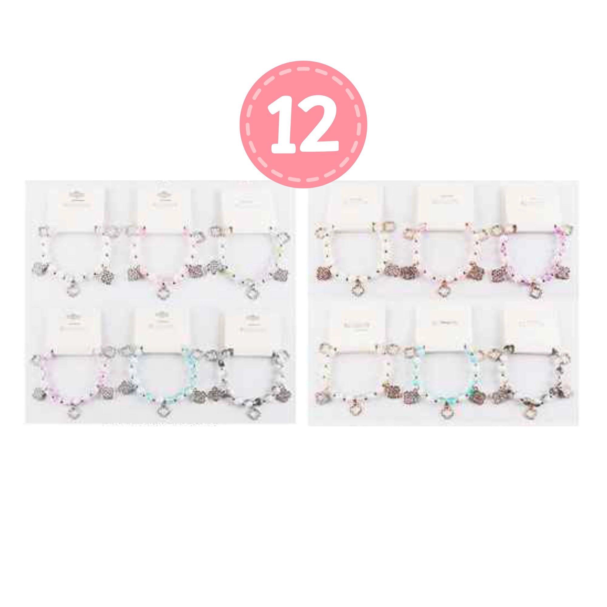 Beaded Clover Charm Bracelet – Sparkling Rhinestone Accents