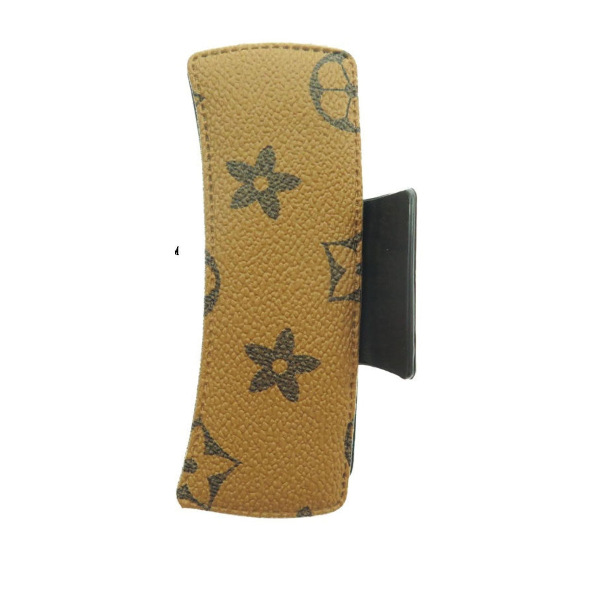 Monogram Leather-Wrapped Hair Claw for High-End Style - 10.5CM