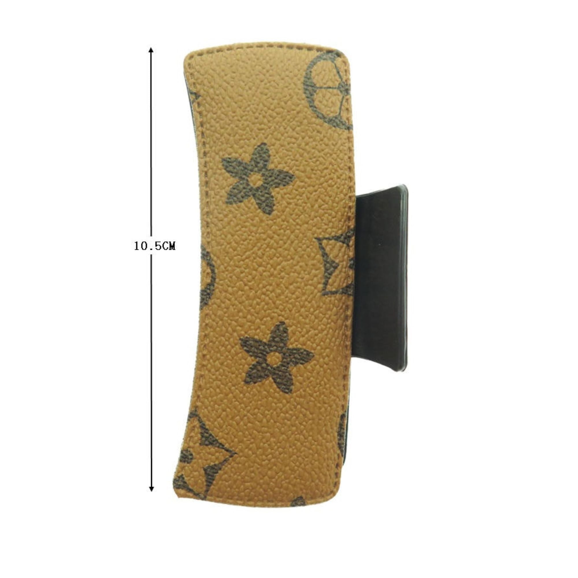 Monogram Leather-Wrapped Hair Claw for High-End Style - 10.5CM
