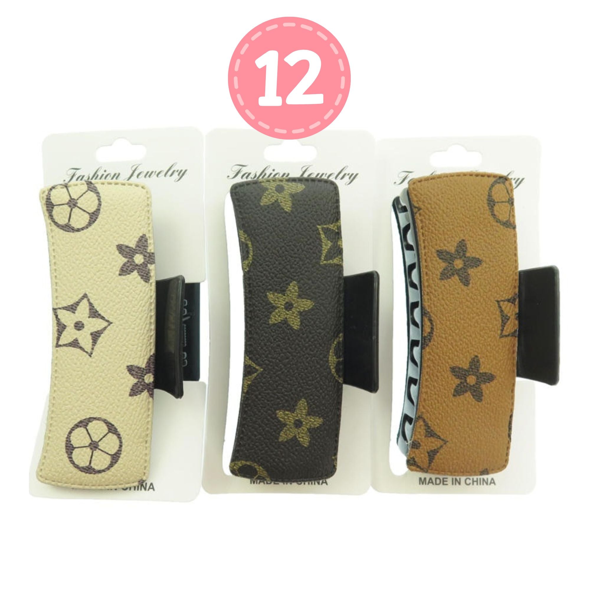 Monogram Leather-Wrapped Hair Claw for High-End Style - 10.5CM