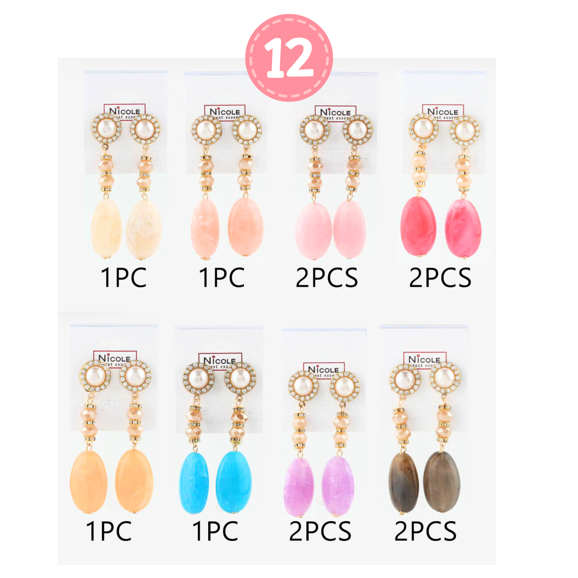 Vibrant Resin Drop Dangle Earrings | Pearl & Crystal Statement Jewelry