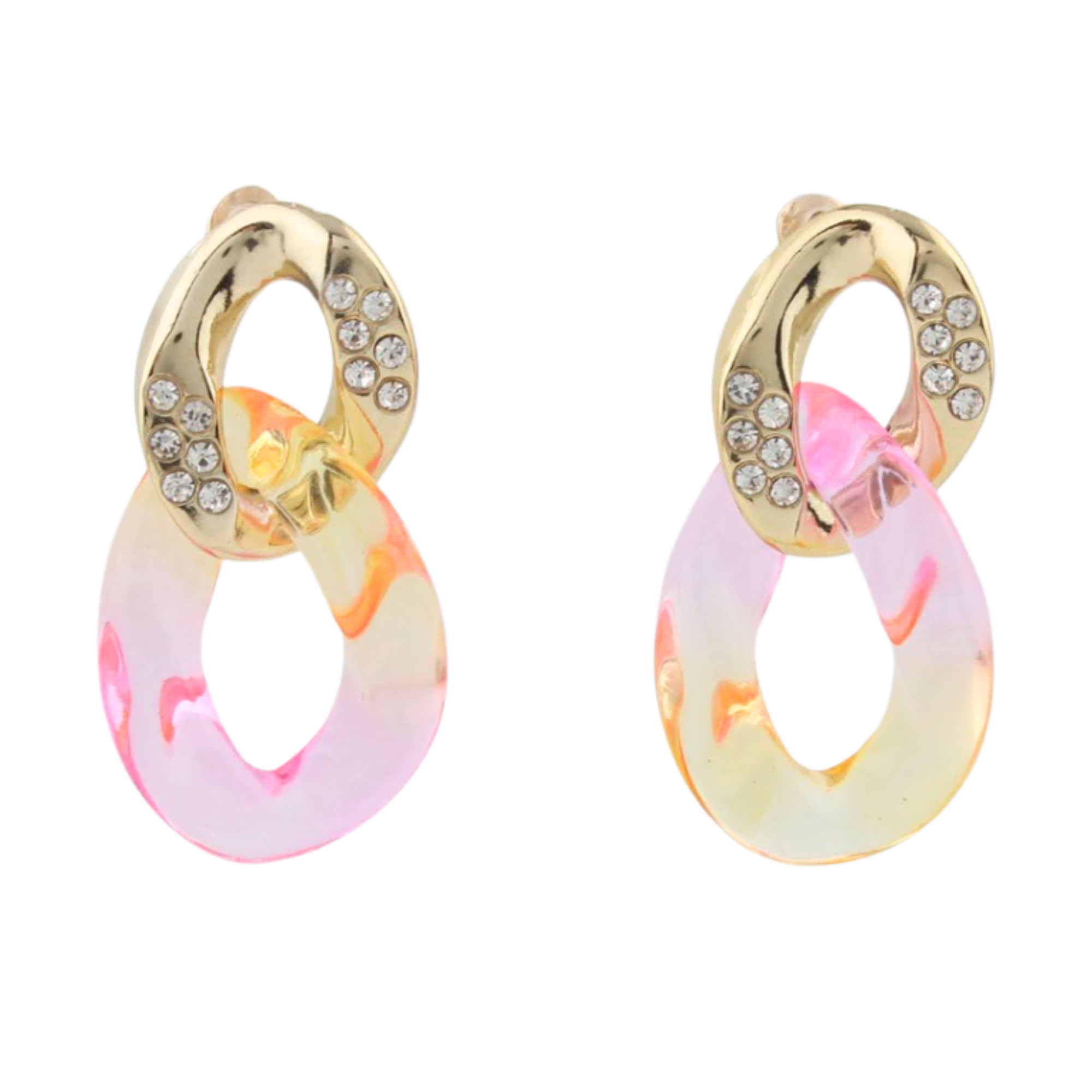 Sparkling Acrylic Link Earrings | Crystal Pave Accent Statement Drop