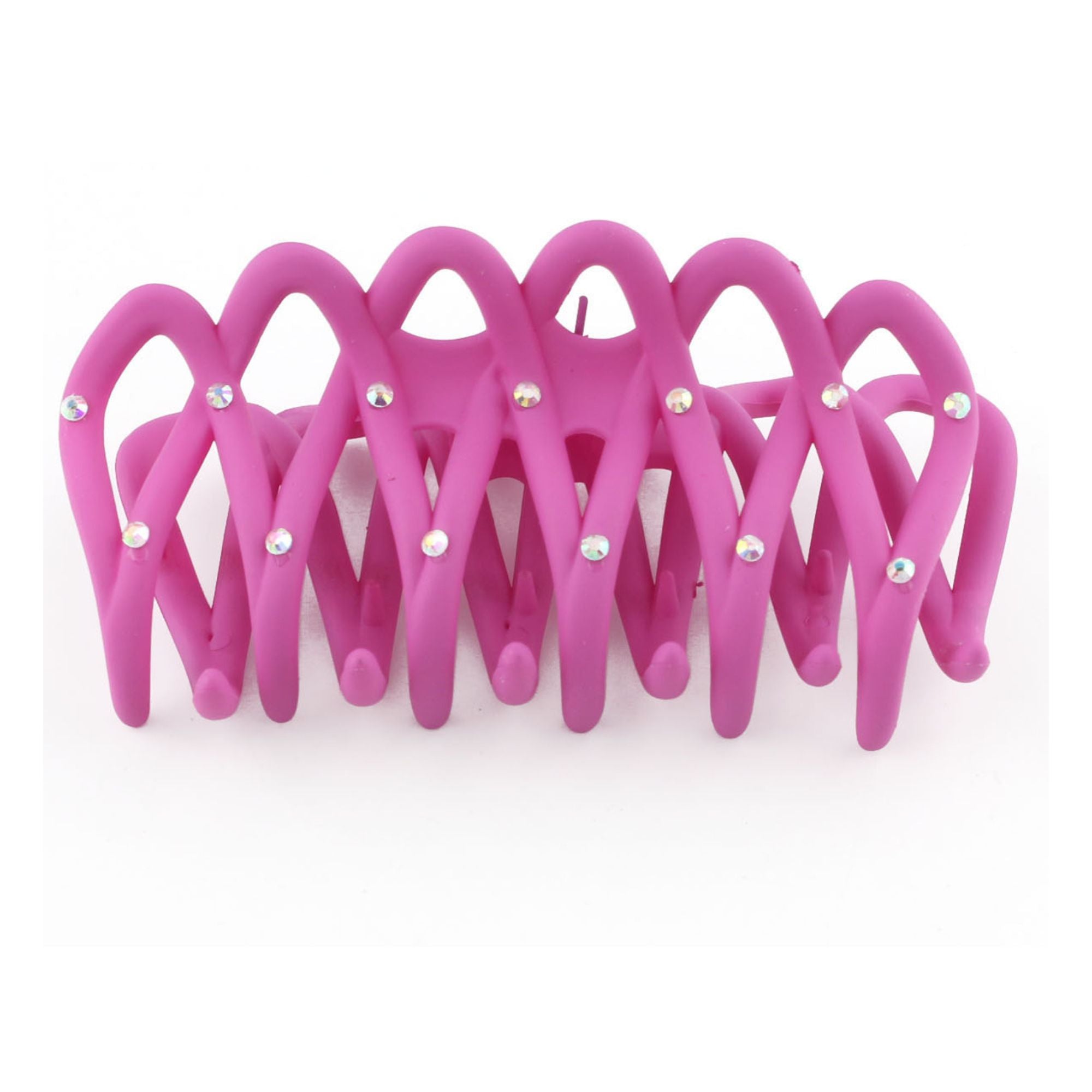 Basket Weave Brilliance Magenta Rhinestone Trellis Hair Clip for Bold Updos