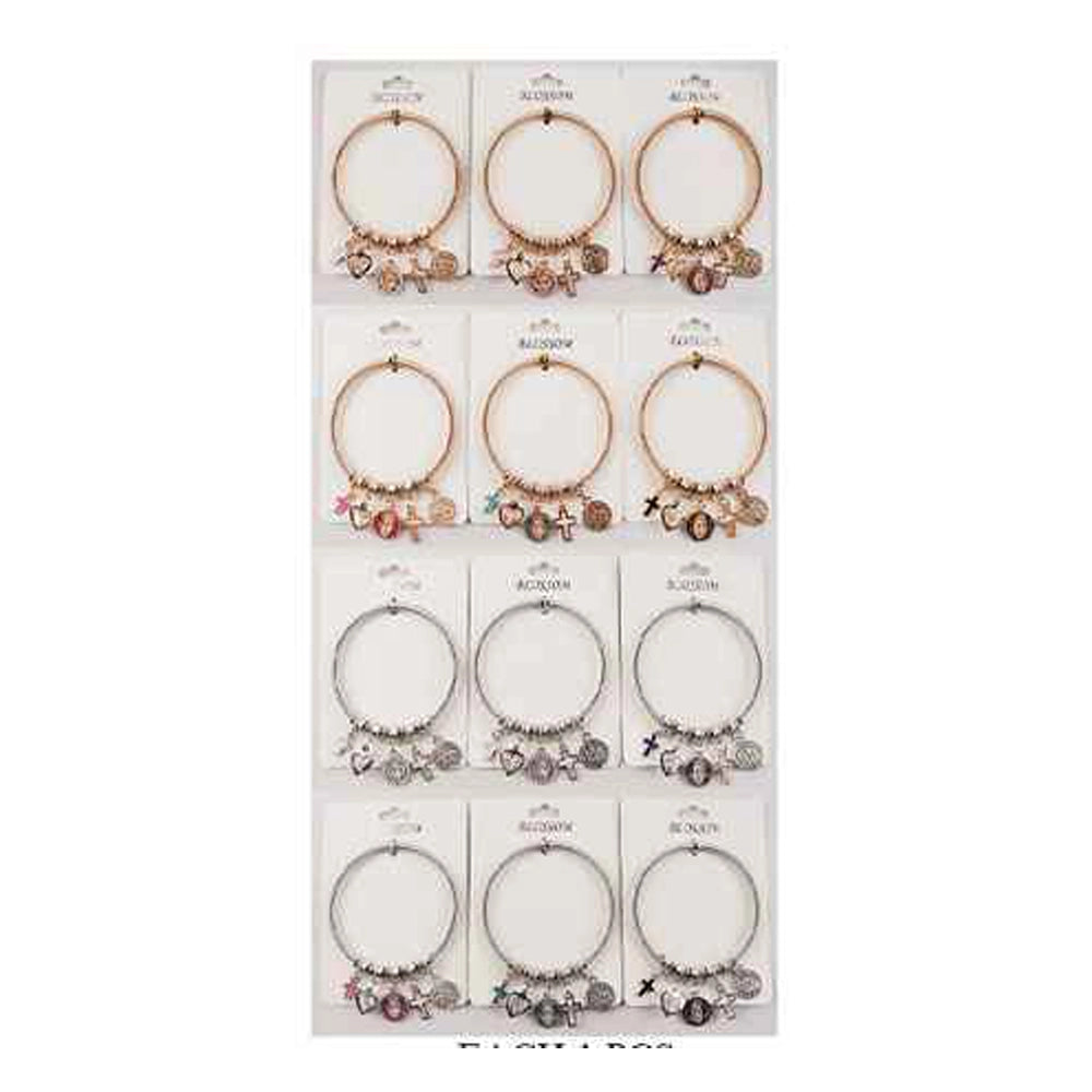 Blossom Butterfly Charm Bangle – Elegant Elastic Beaded Bracelet (IBR-3653)