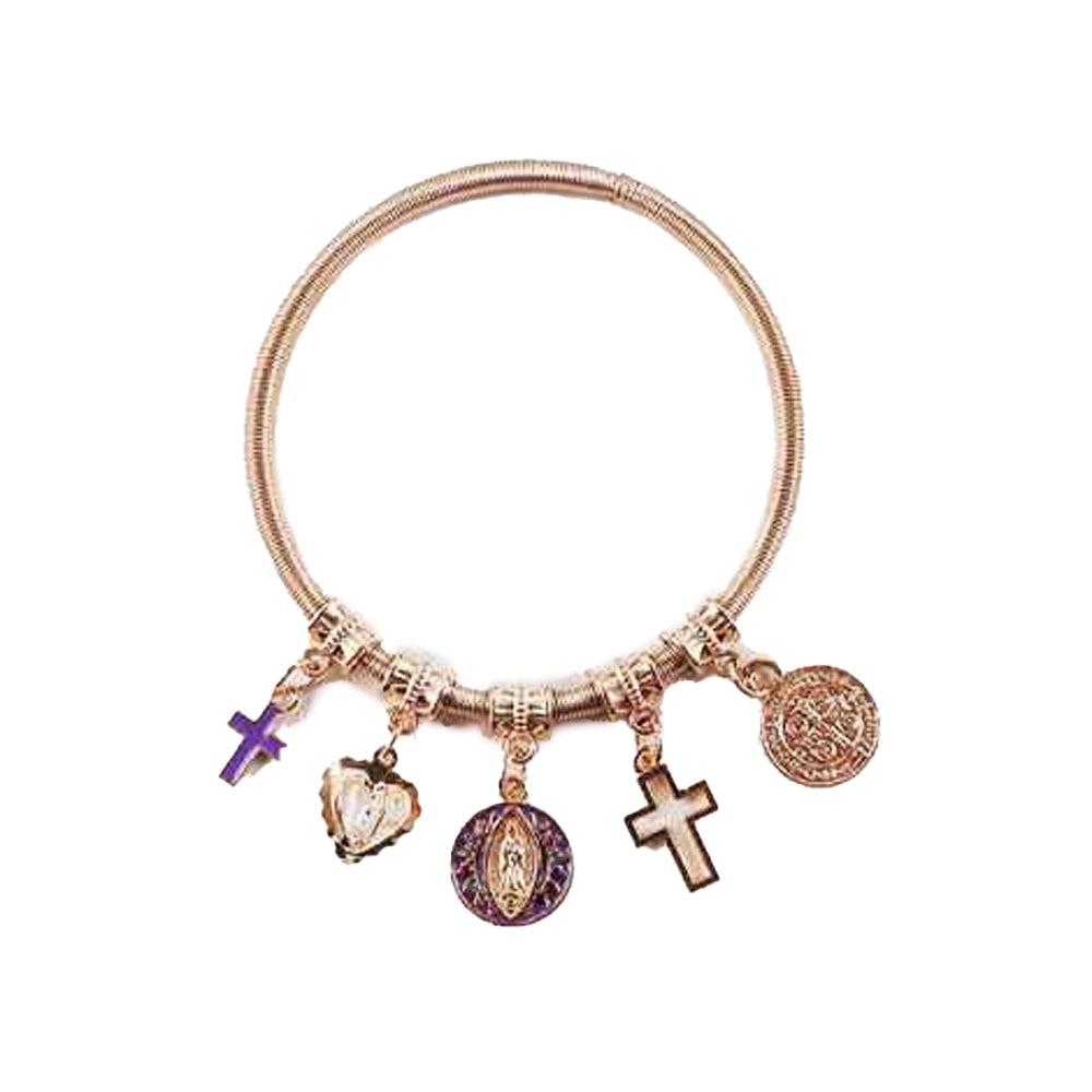 Blossom Butterfly Charm Bangle – Elegant Elastic Beaded Bracelet (IBR-3653)