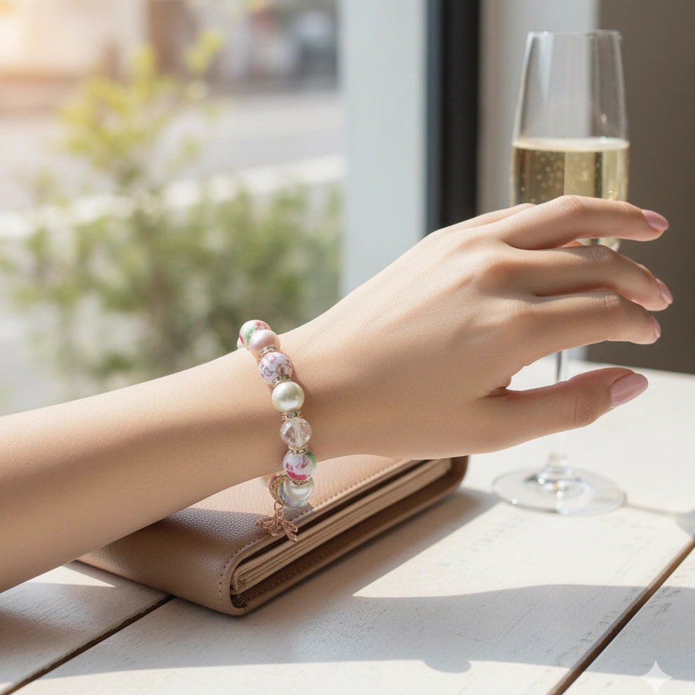 Pastel Floral Butterfly Stretch Bracelet