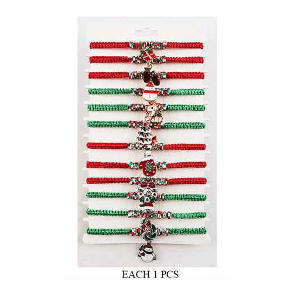 Christmas Charm Bracelets – Red & Green Holiday Beaded Bracelets with Festive Charms 🎅 | Cute Xmas Jewelry Gift for Women & Kids