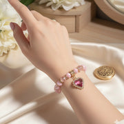 Crystal Heart Charm Beaded Bracelet