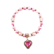 Crystal Heart Charm Beaded Bracelet