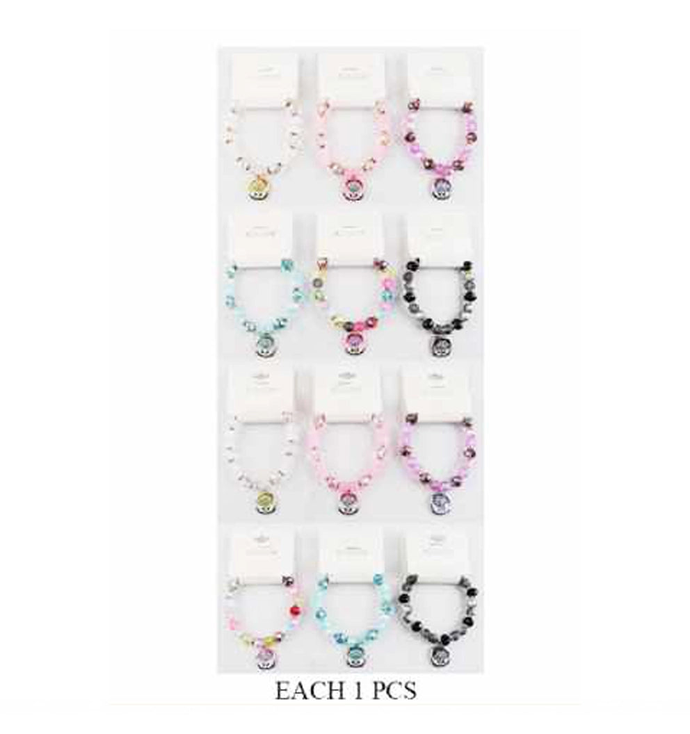 Elegant Pink Lotus Charm Beaded Bracelet