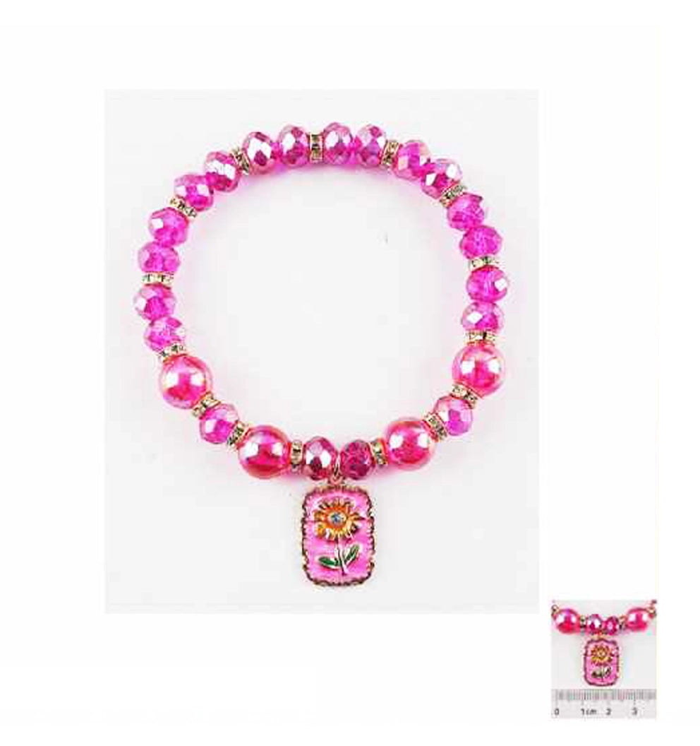 Sparkle & Shine: Pink Beaded Charm Bracelet