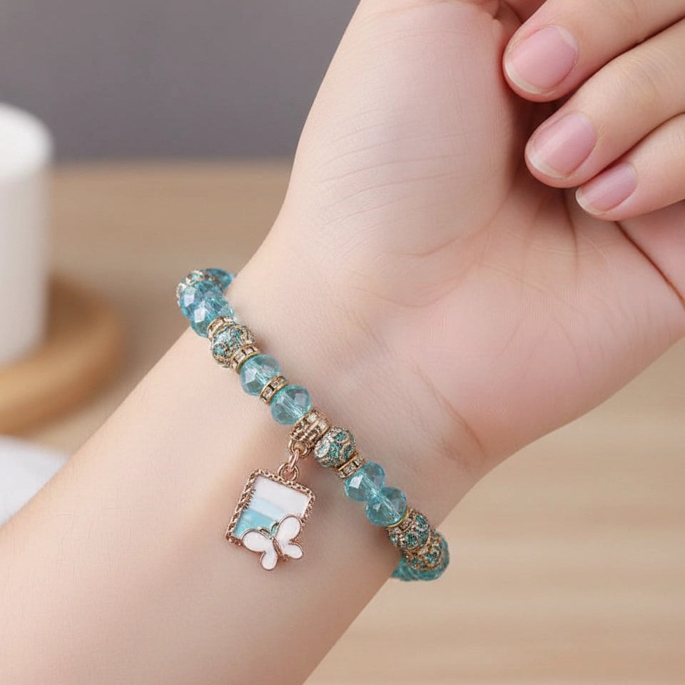 Sparkling Butterfly Charm Beaded Bracelet Collection