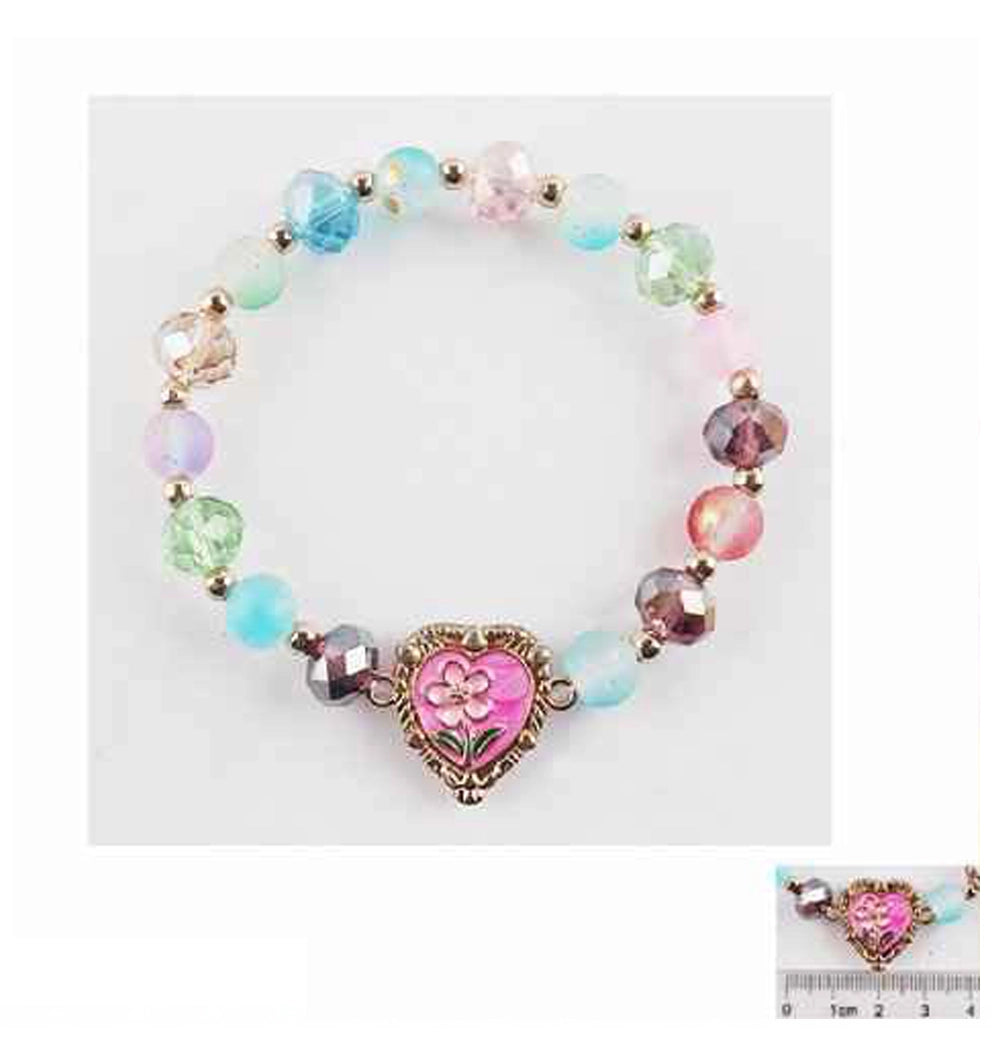 Enchanting Crystal Heart Charm Bracelet | Multicolor Beaded Jewelry