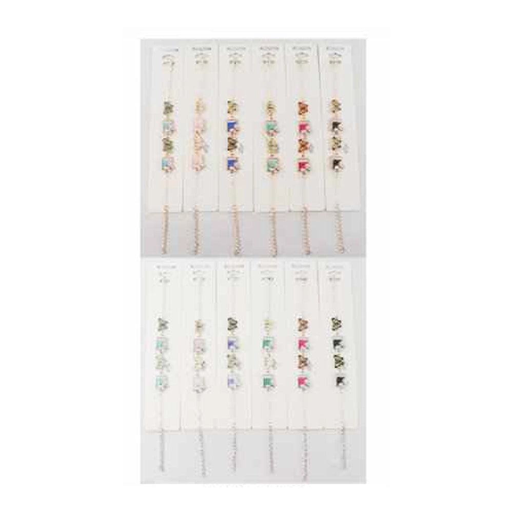 Enamel Butterfly & Mosaic Charm Bracelet – Rose Gold Tone (IBR-3854)