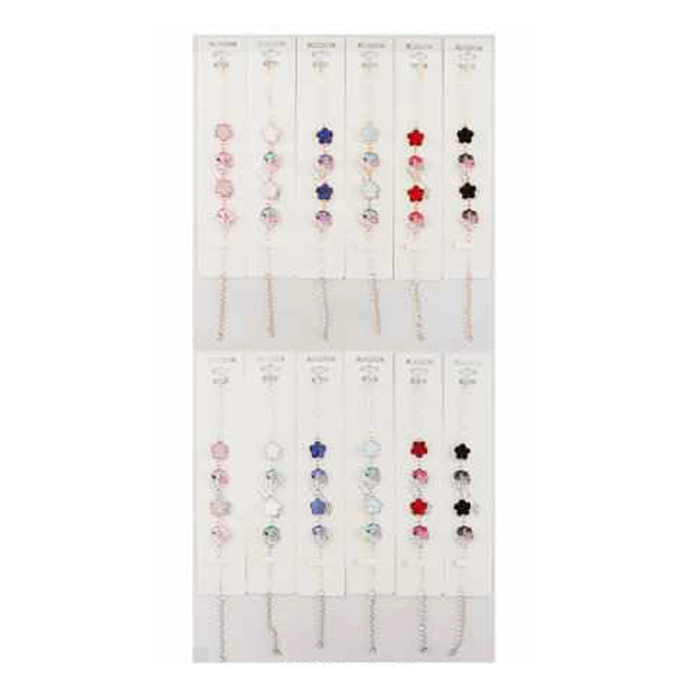 Enamel Blossom Charm Bracelet – Pastel Floral Series (IBR-3855)