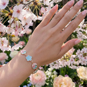 Enamel Blossom Charm Bracelet – Pastel Floral Series (IBR-3855)