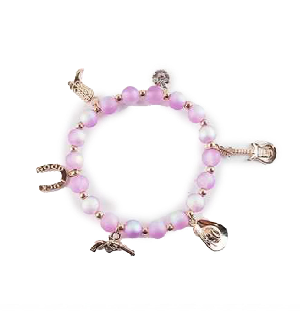 Country Charm Beaded Bracelet with Western Charms