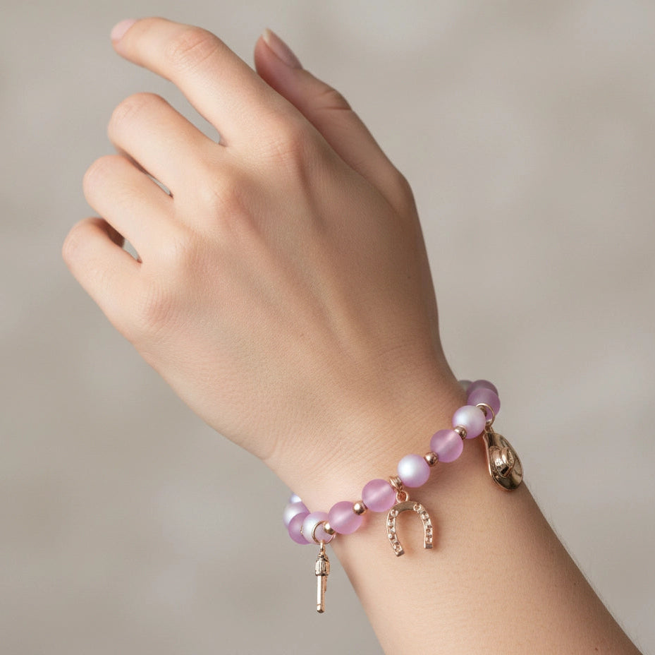 Country Charm Beaded Bracelet with Western Charms