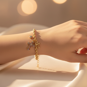 Gold & Silver Double-Cross Charm Rope Chain Anklet / Bracelet | Model IBR-3870 (IBR-3870)