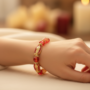 Religious Stretch Bracelet with Saint Medals & Glass Beads (IBR-3893)