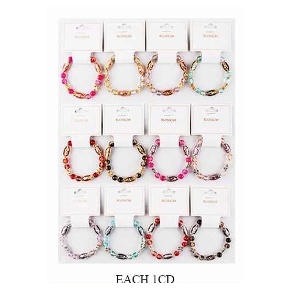 Religious Stretch Bracelet with Saint Medals & Glass Beads (IBR-3893)