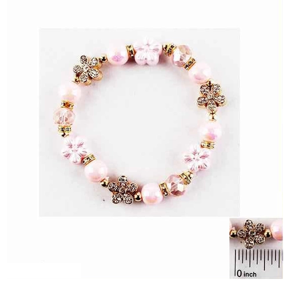 Blooming Petals Kids' Beaded Charm Bracelet – Floral Fashion Jewelry (IBR-3895)